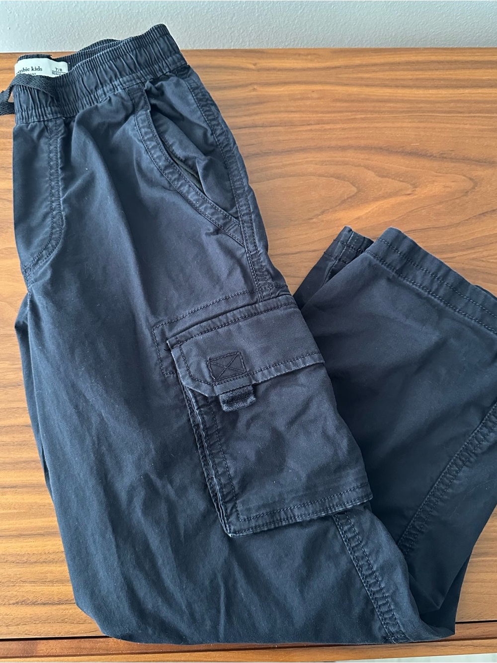 Kids Navy Cargo Pants - Elastic Waist